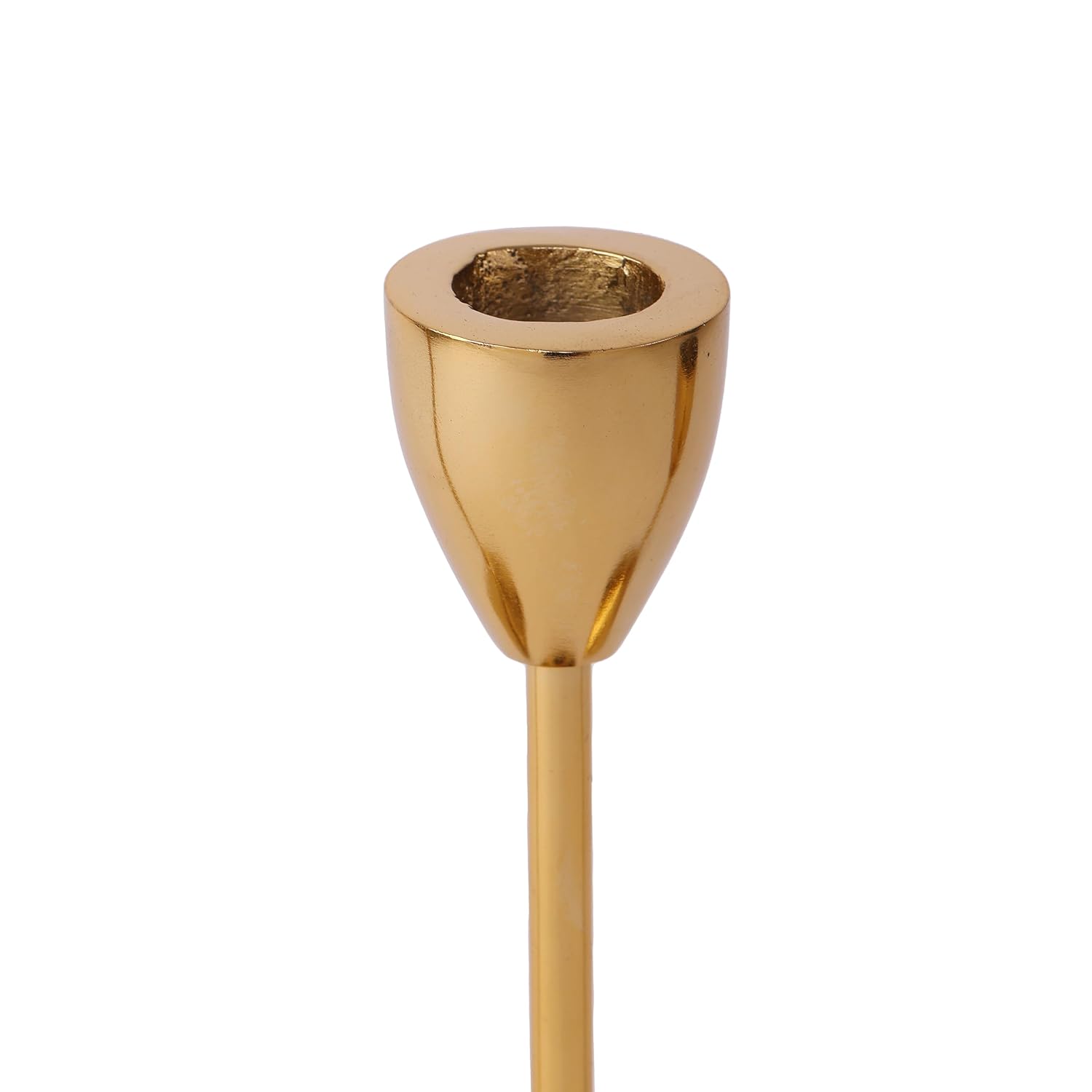 Gold Plated Metal Candle Holders Stick Tapered Set of 3