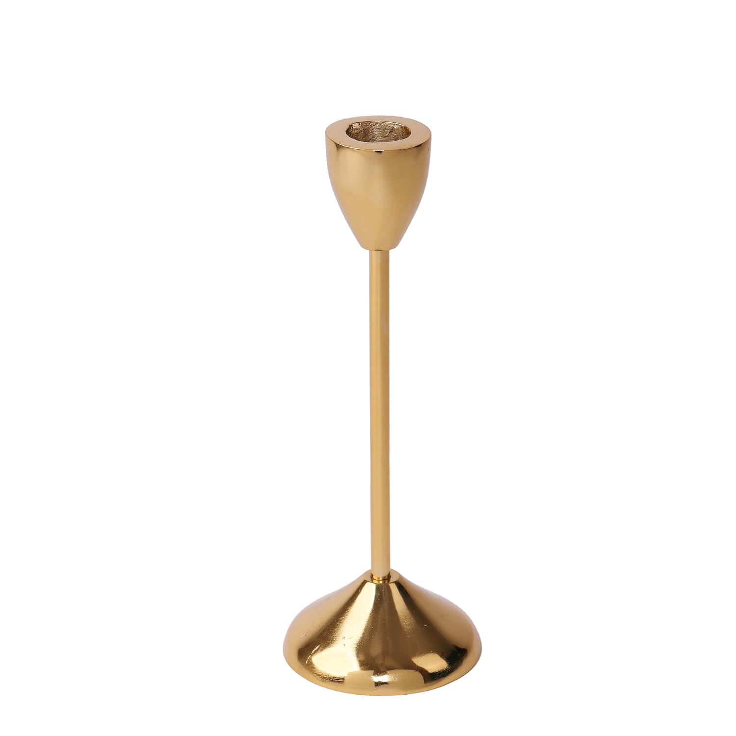 Gold Plated Metal Candle Holders Stick Tapered Set of 3