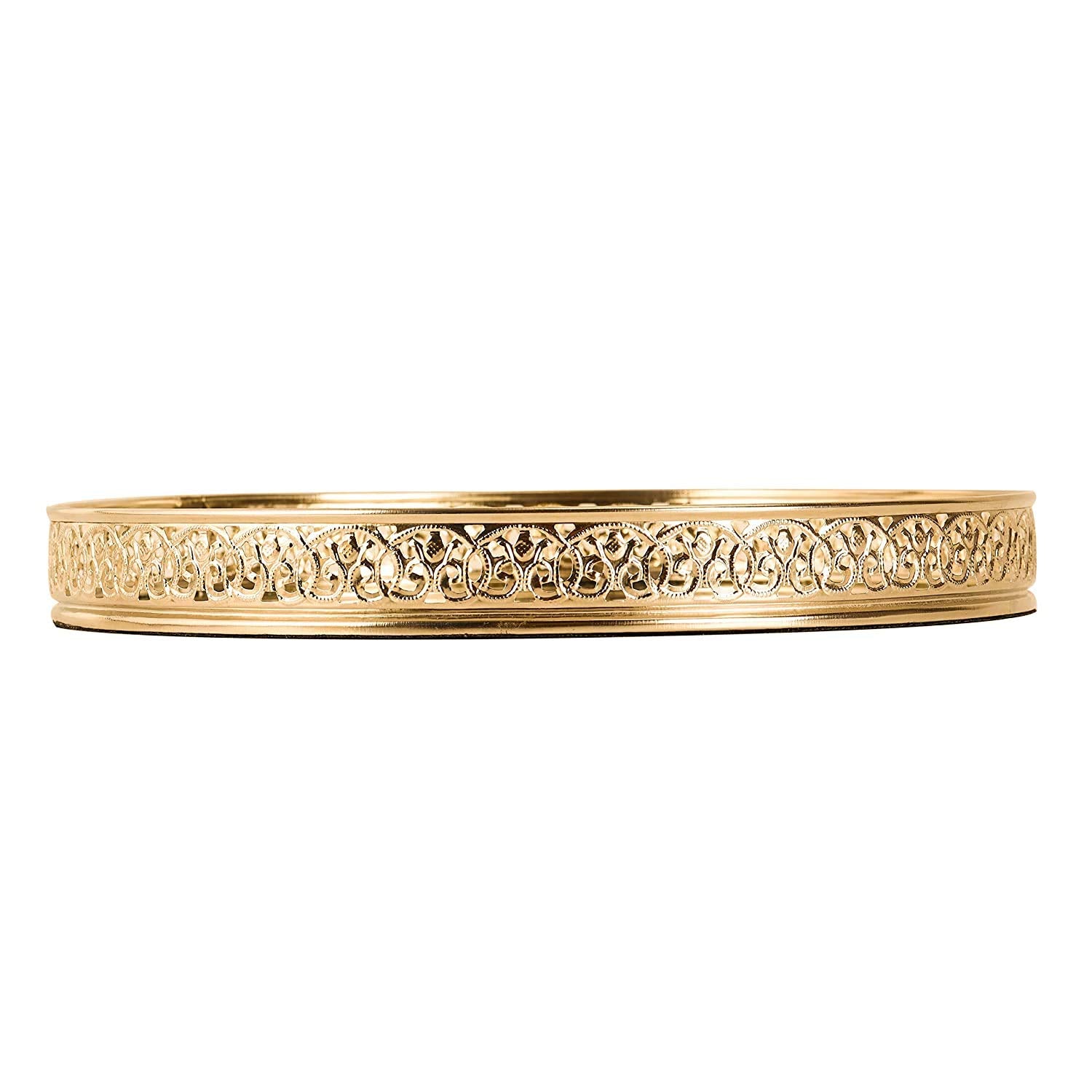 Round Decorative Mirror Tray 10 inches Dia Gold Plated Round