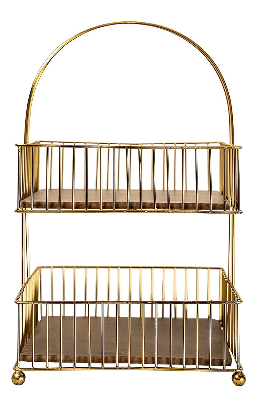 Metal and Wood Decorative Storage for Fruit Spice 2 Tier