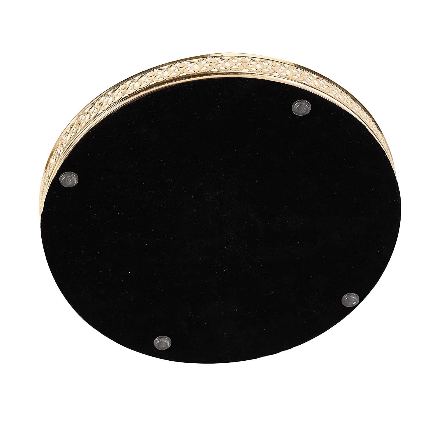 Round Decorative Mirror Tray 10 inches Dia Gold Plated Round