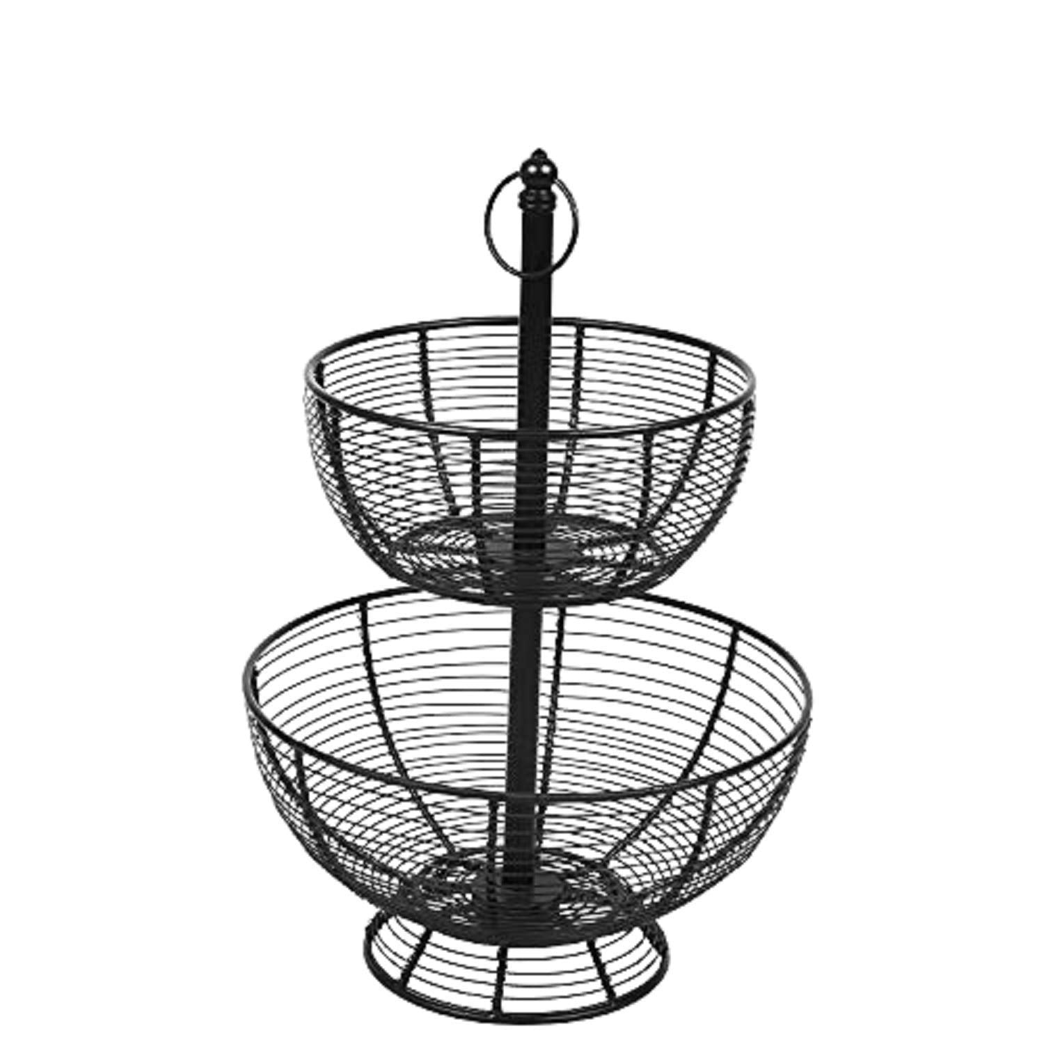 2-Tier Metal Black Wire Multipurpose Detachable Kitchen Storage Basket