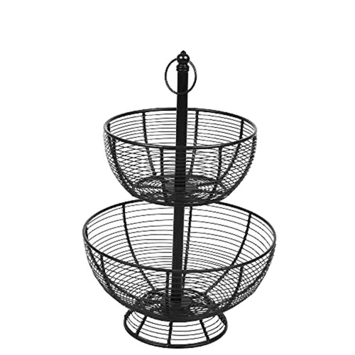 2-Tier Metal Black Wire Multipurpose Detachable Kitchen Storage Basket