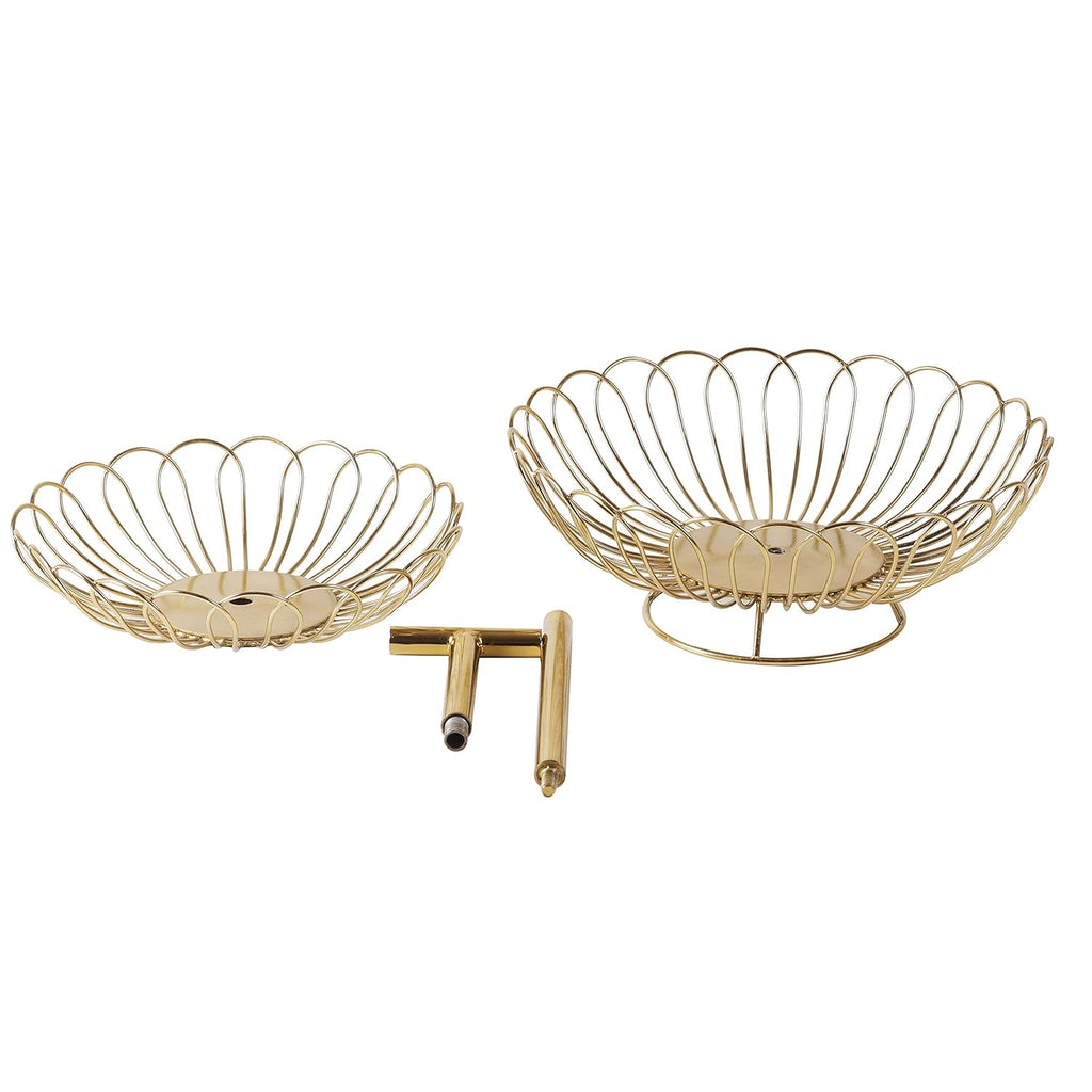 2 Tier Gold Decorative Countertop Storage Basket Free Standing Decorative
