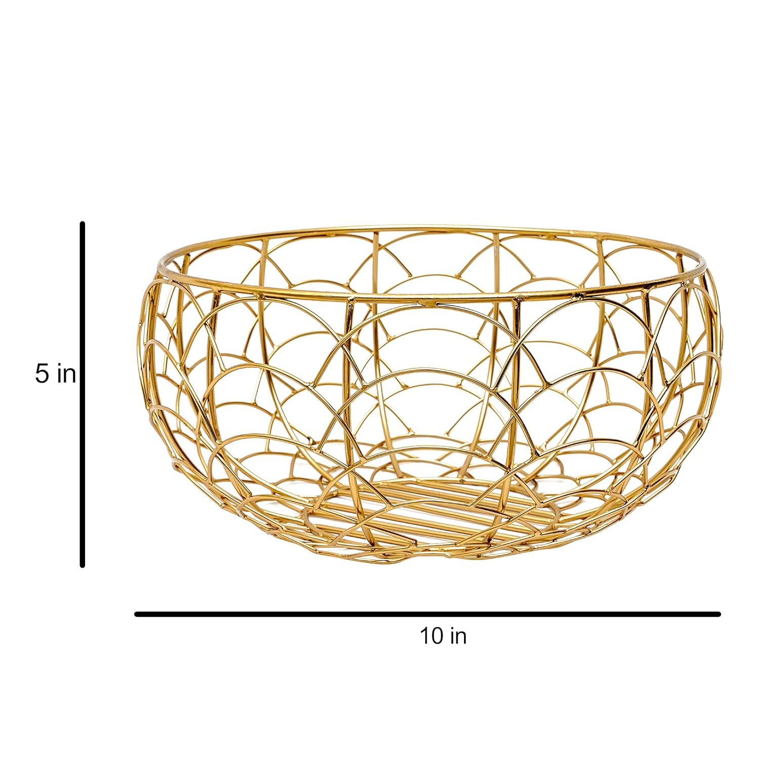 Metal Gold Plated Round Wire Decorative Fruit Basket