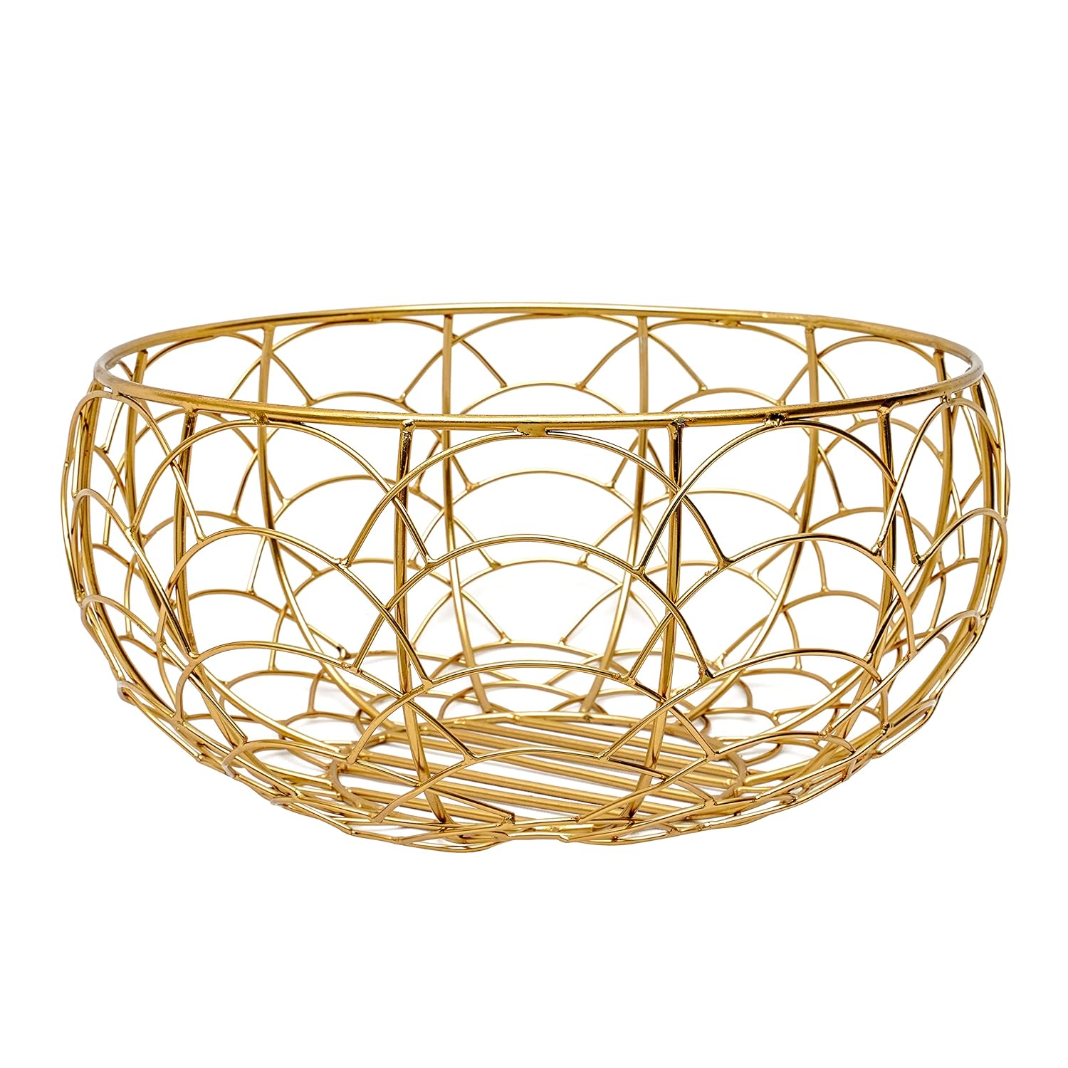 Metal Gold Plated Round Wire Decorative Fruit Basket