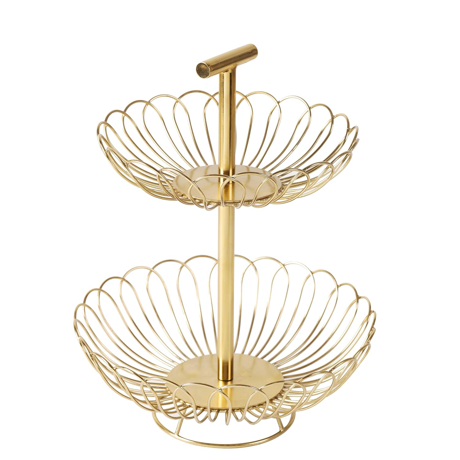 2 Tier Gold Decorative Countertop Storage Basket Free Standing Decorative