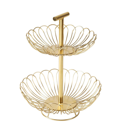 2 Tier Gold Decorative Countertop Storage Basket Free Standing Decorative