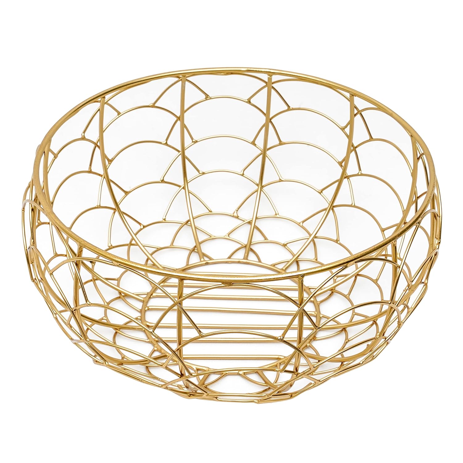 Metal Gold Plated Round Wire Decorative Fruit Basket