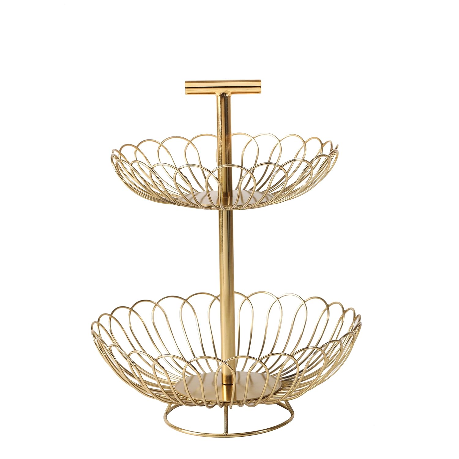 2 Tier Gold Decorative Countertop Storage Basket Free Standing Decorative