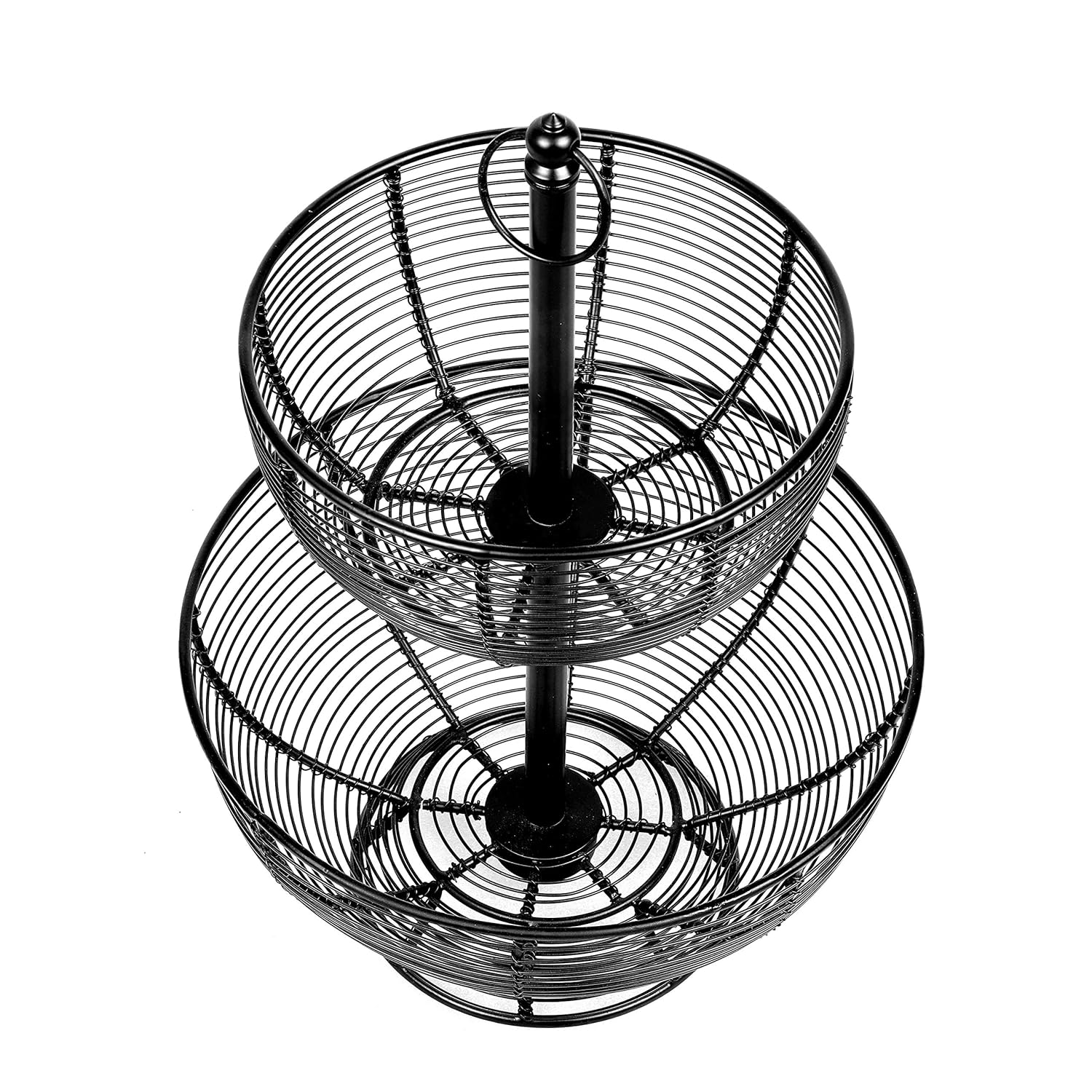 2-Tier Metal Black Wire Multipurpose Detachable Kitchen Storage Basket