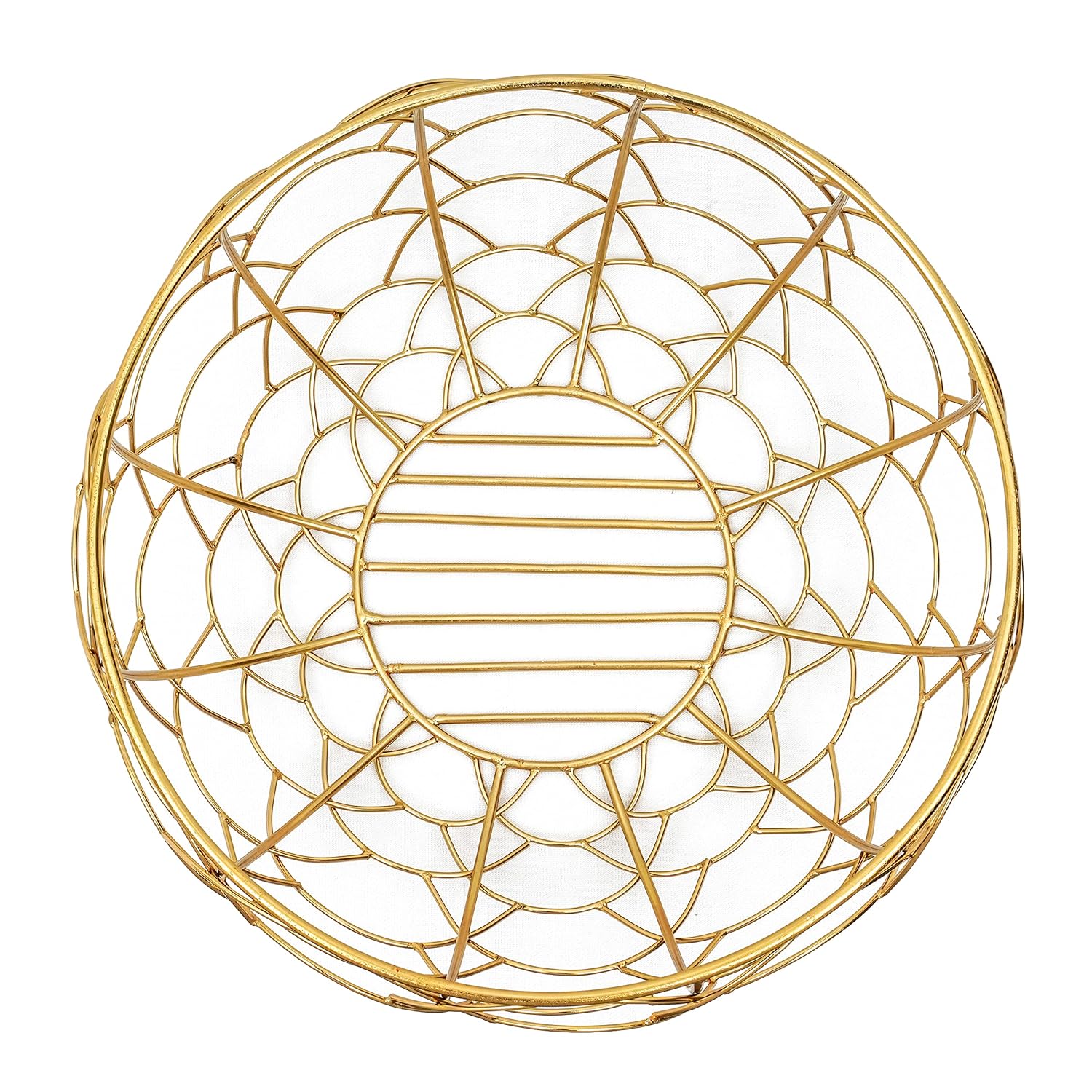 Metal Gold Plated Round Wire Decorative Fruit Basket