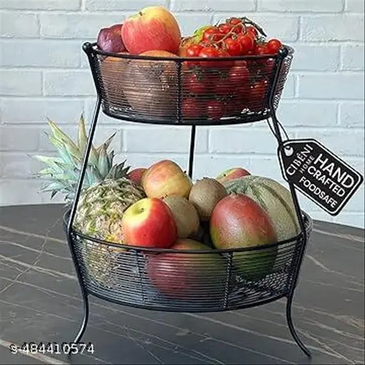 Two Tier Fruit Basket - Fruit Holder for Kitchen Countertop